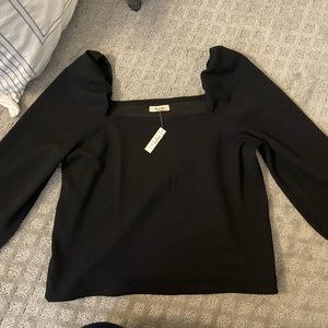 NWT Madewell Crepe Square Neck Puff Sleeve Top (L)